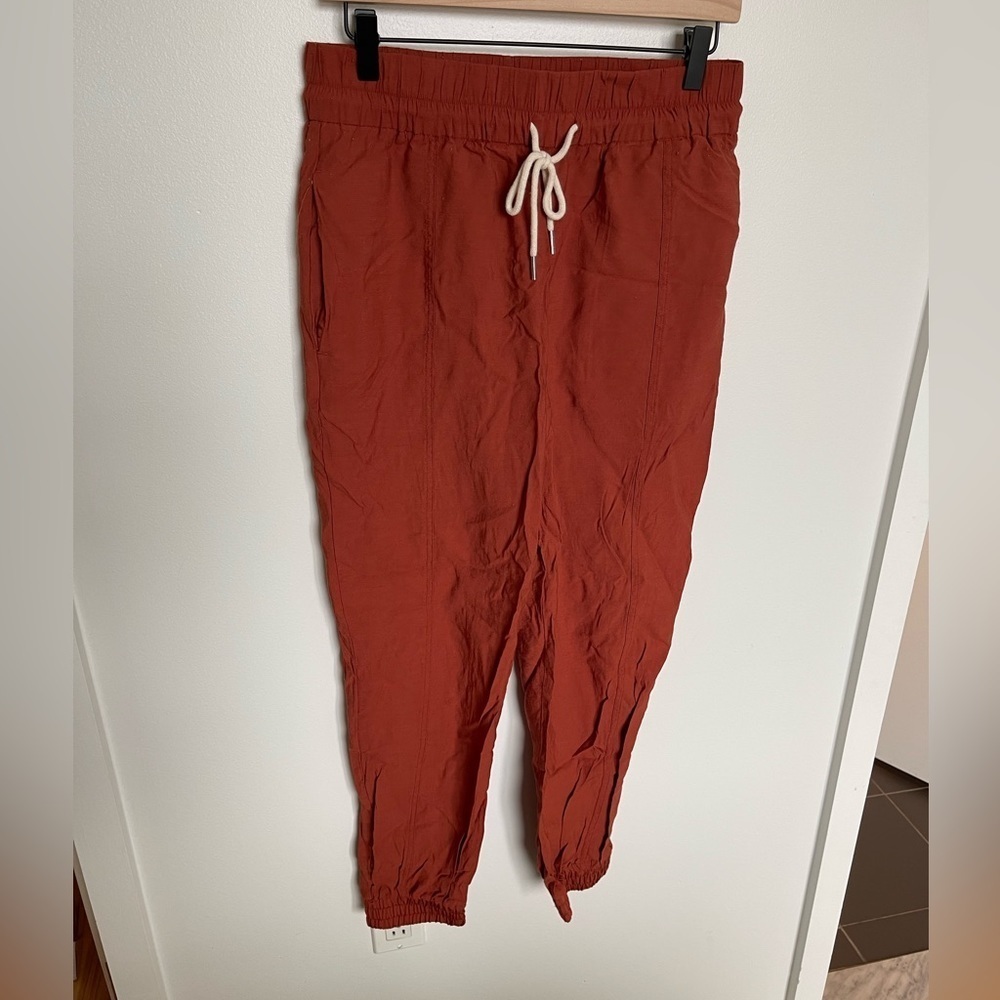 Zara Burnt Orange Drawstring Flowy Joggers